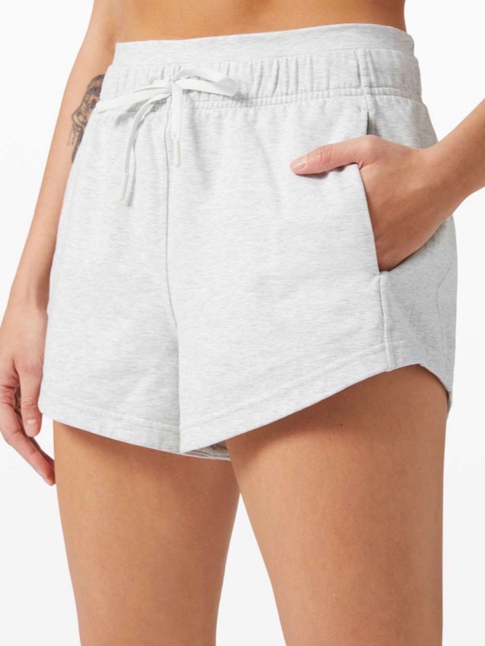 ✨ lululemon Inner Glow High-Rise Shorts 3" Terry Heathered Light Gray Size 6